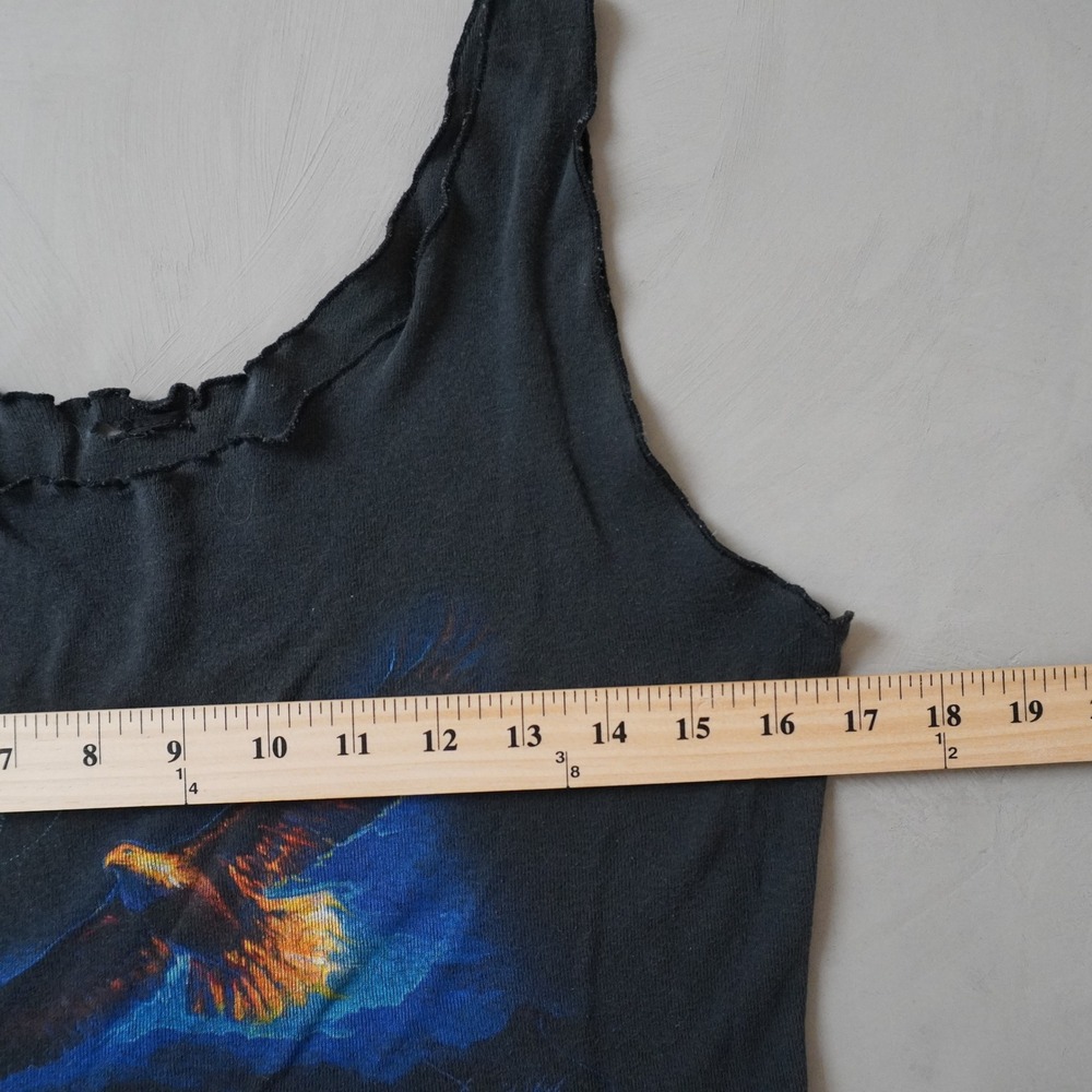 Vintage Harley Davidson Eagle Tank Top Medium Womens Black Lettuce Edge 90s Y2K - Picture 6 of 7